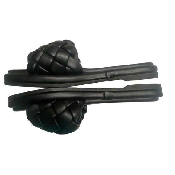 Seychelles Braided Slide Sandal Black Leather Size 6 Casual Made in Italy - Picture 6 of 13